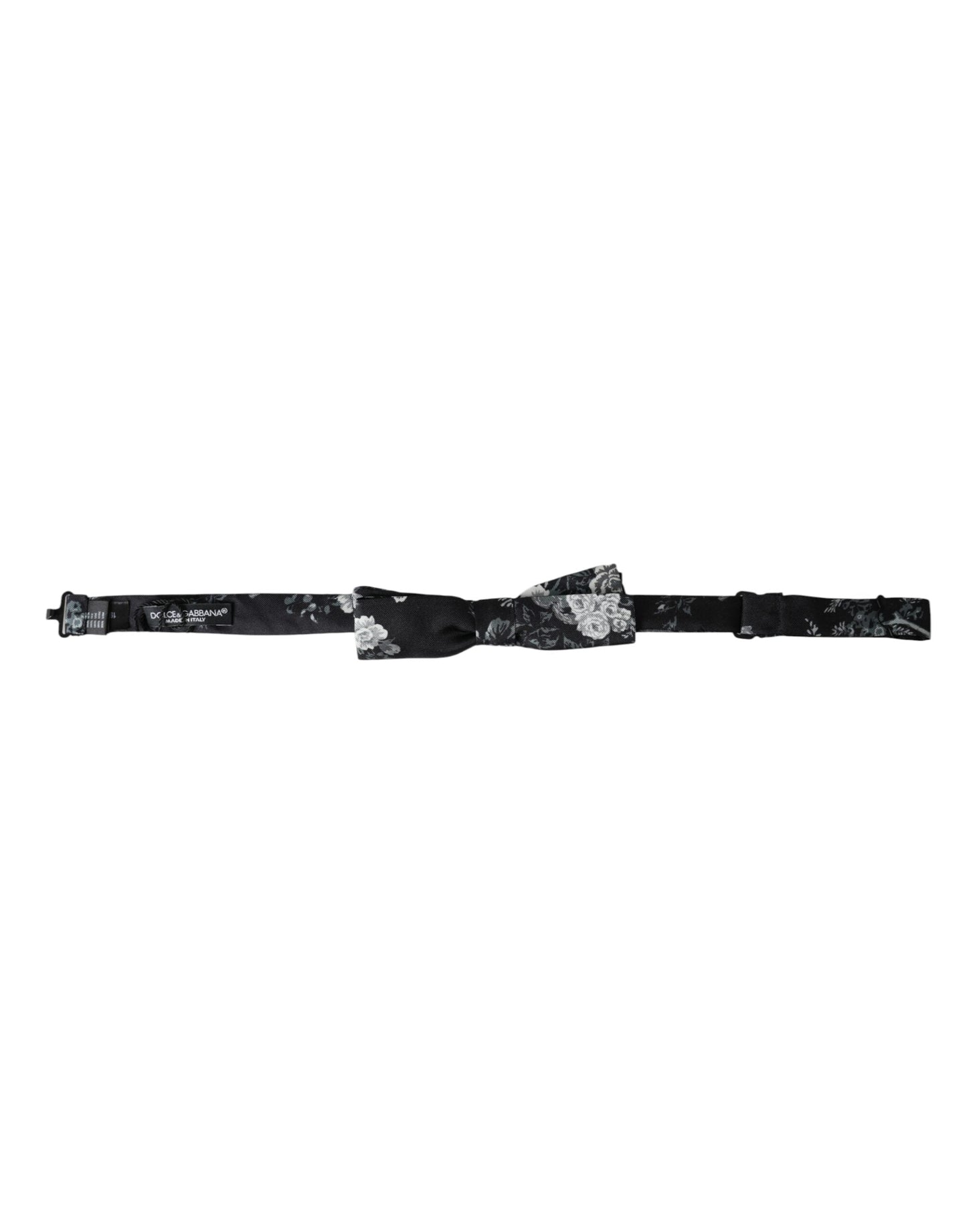 Dolce & Gabbana Black Floral Silk Adjustable Neck Men Bow Men's Tie
