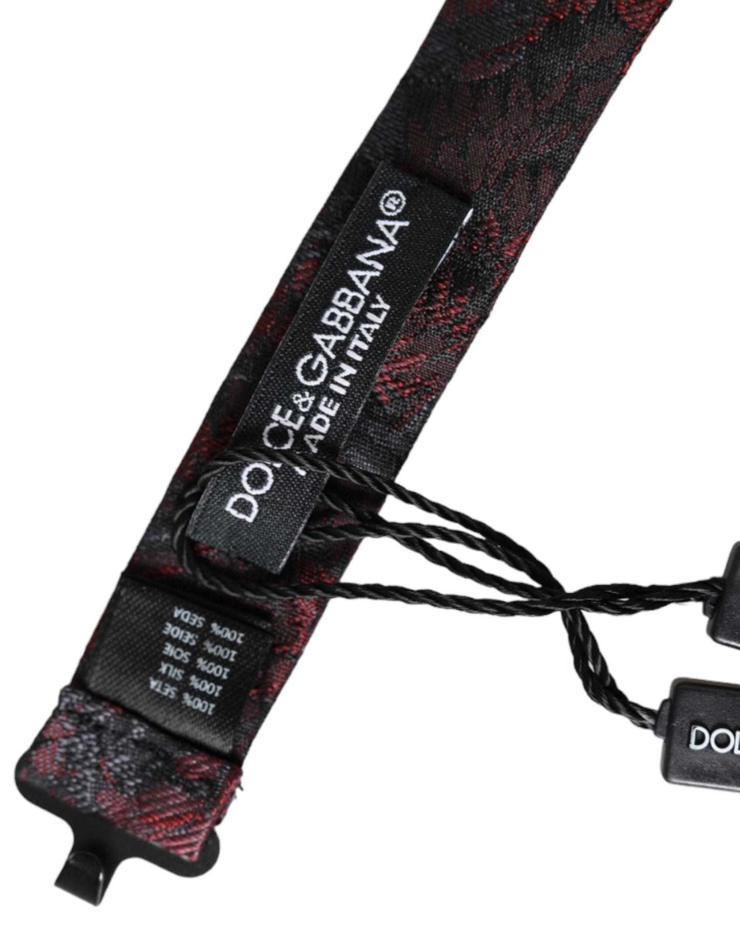Dolce & Gabbana Red Black Floral Adjustable Neck Men Bow Men's Tie