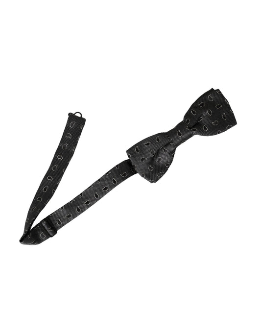 Dolce & Gabbana Black Silk Patterned Adjustable Neck Men Bow Men's Tie