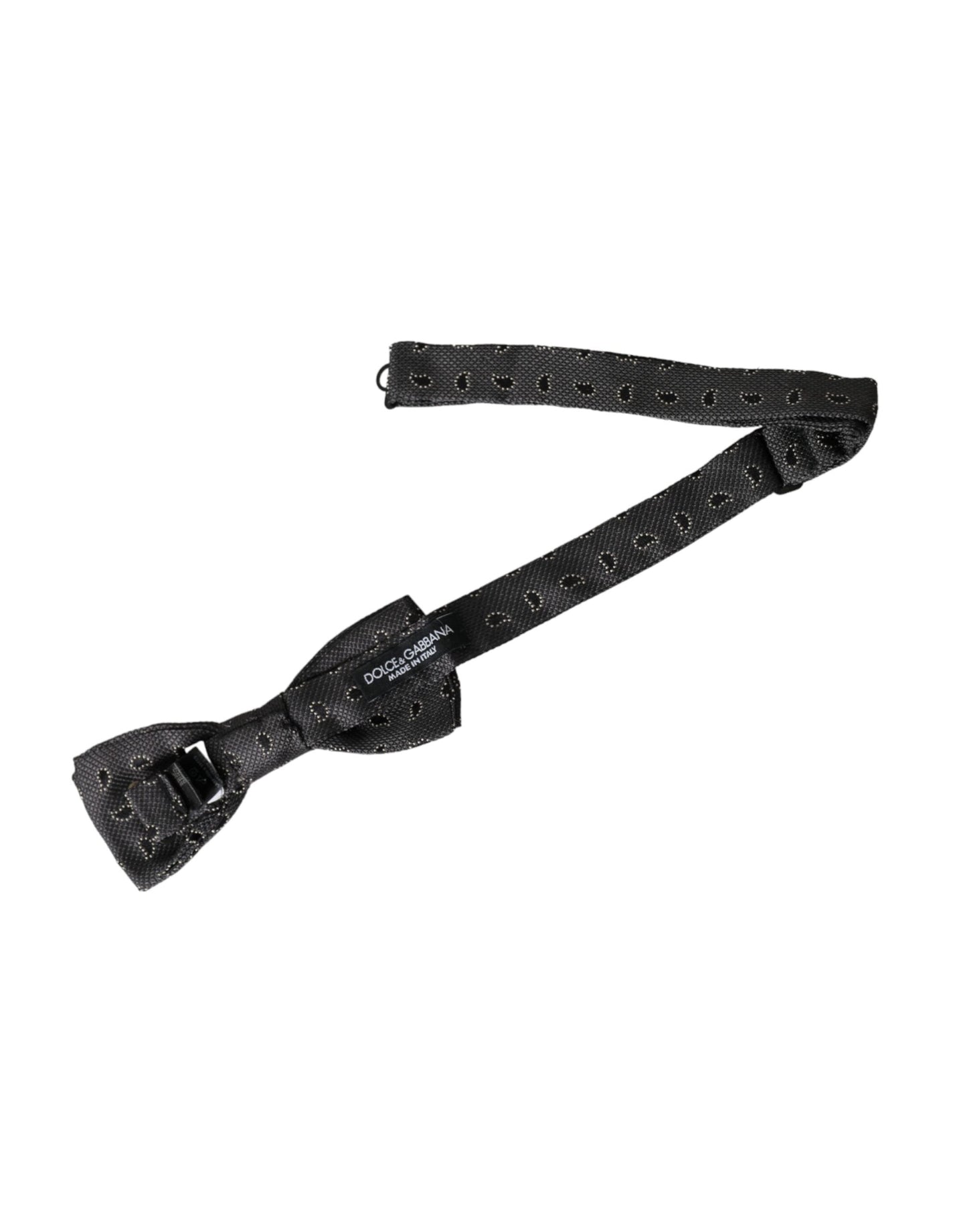 Dolce & Gabbana Black Silk Patterned Adjustable Neck Men Bow Men's Tie