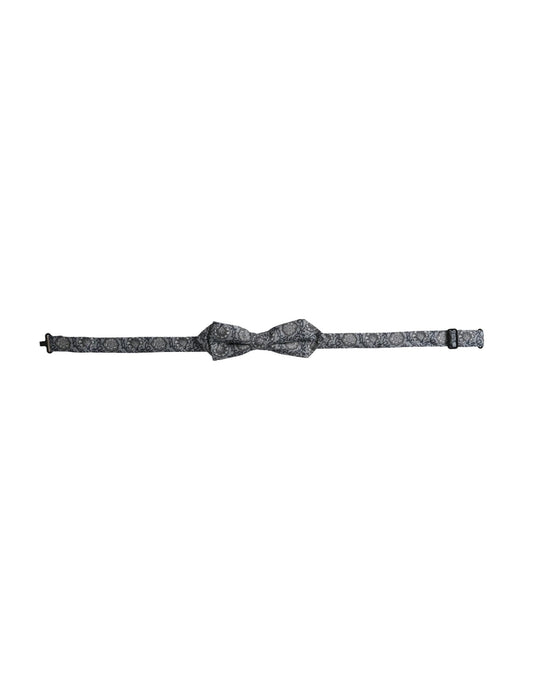 Dolce & Gabbana Gray Silk Patterned Adjustable Neck Men Bow Men's Tie