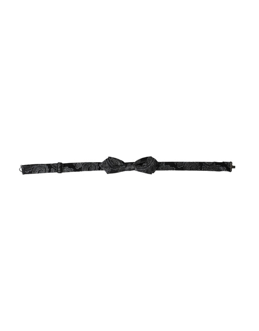 Dolce & Gabbana Black Silk Jacquard Adjustable Neck Men Bow Men's Tie