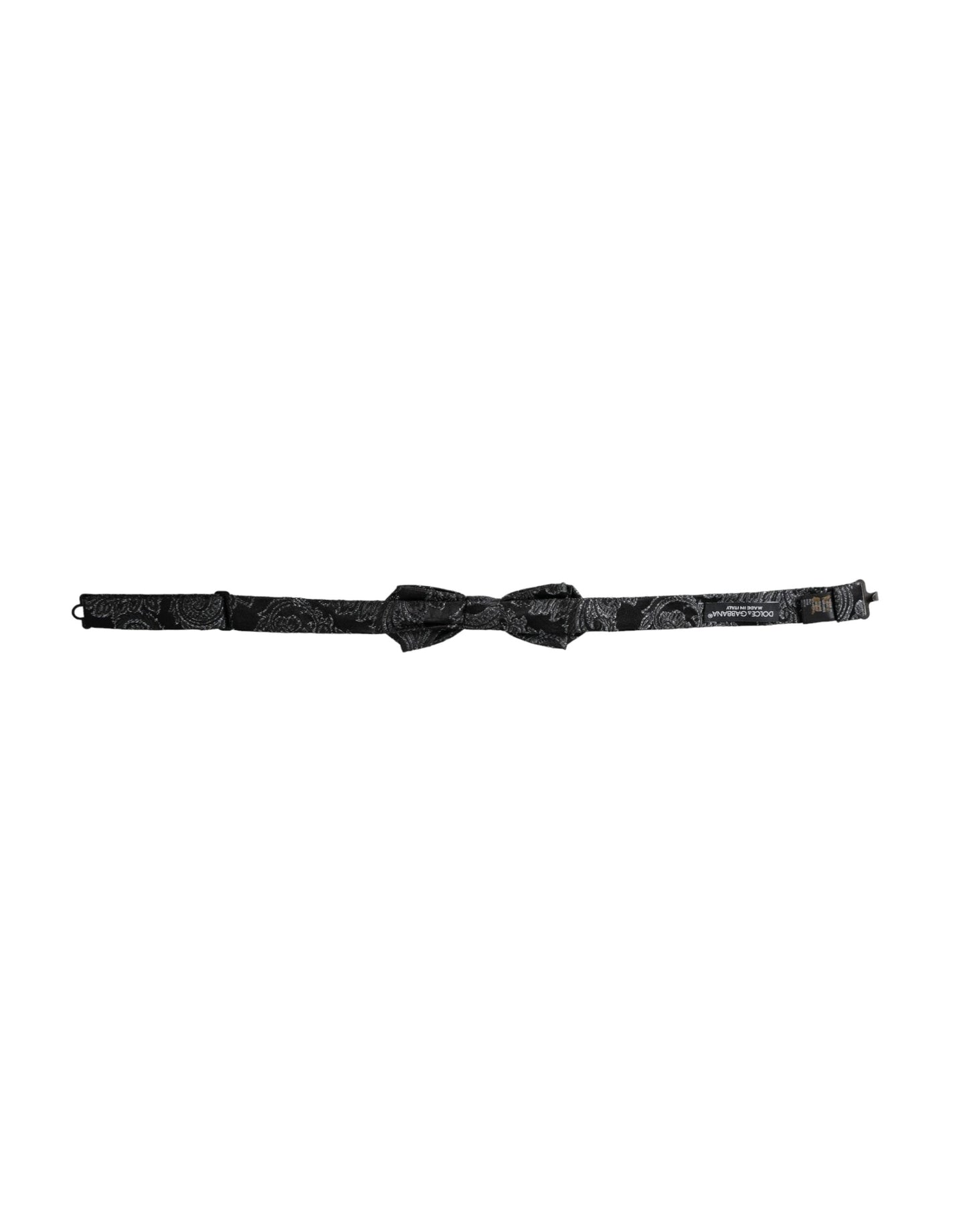 Dolce & Gabbana Black Silk Jacquard Adjustable Neck Men Bow Men's Tie