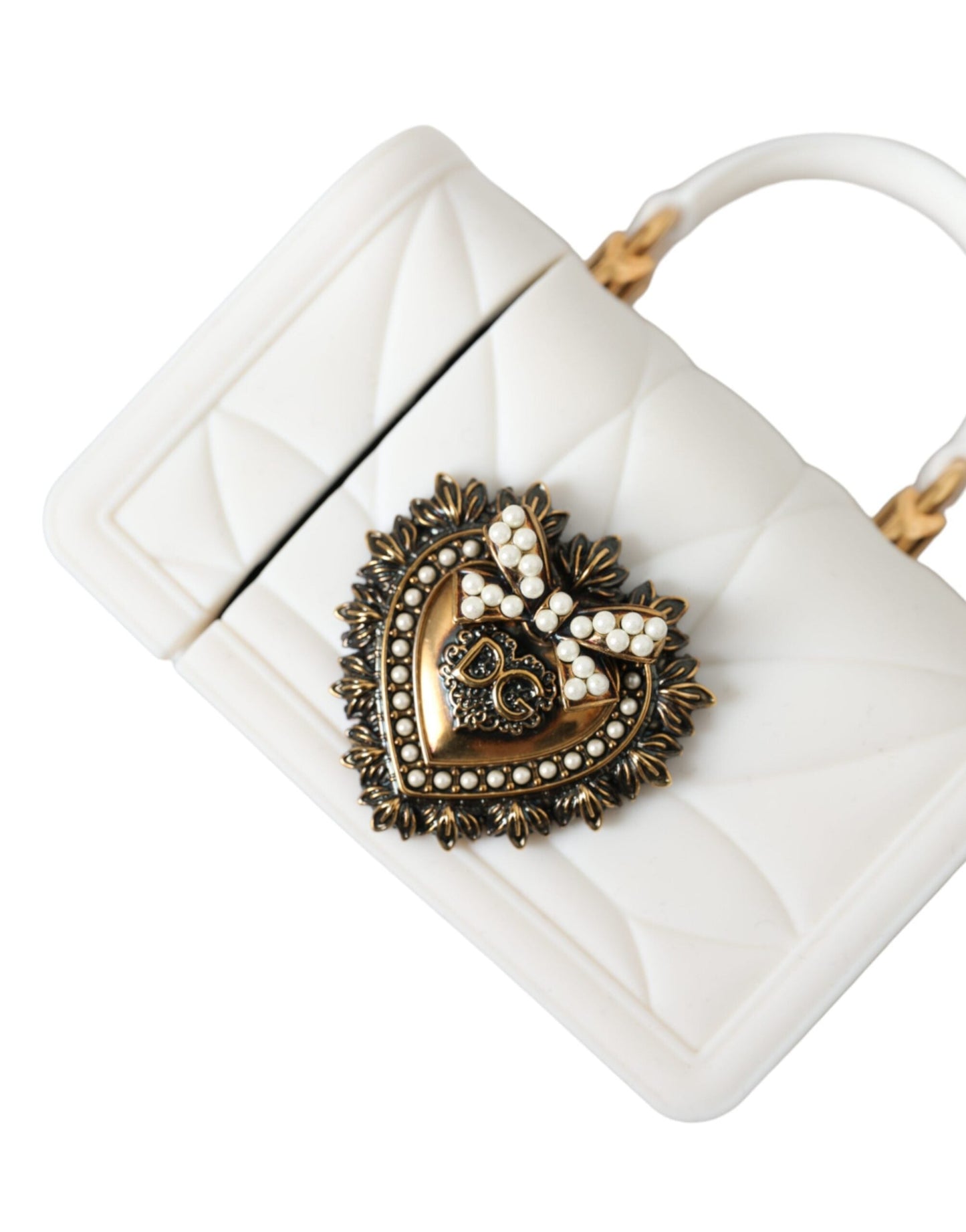 Dolce & Gabbana White Silicone Devotion Heart Cover Hand Bag Airpod Women's Case (Pre-Owned)