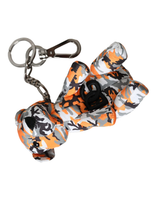 Dolce & Gabbana Multicolor Camouflage Animal Silhouette Keychain Men's Keyring