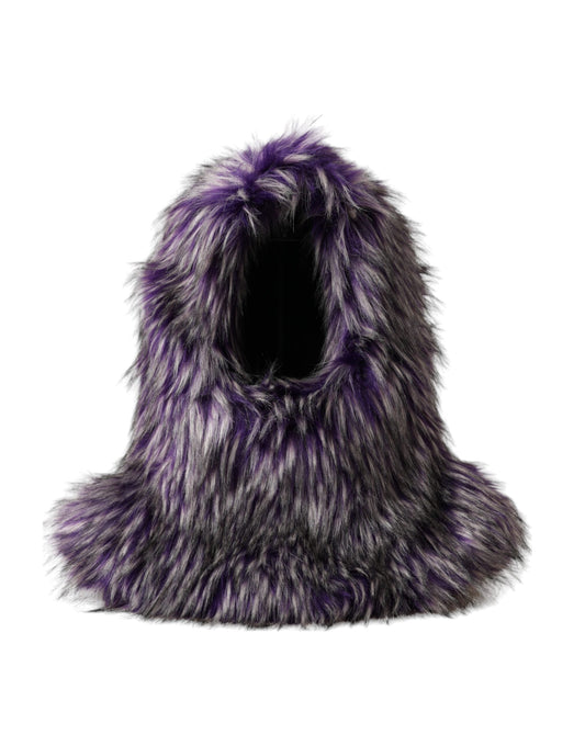 Dolce & Gabbana Purple Faux Fur Whole Head Wrap Women's Hat