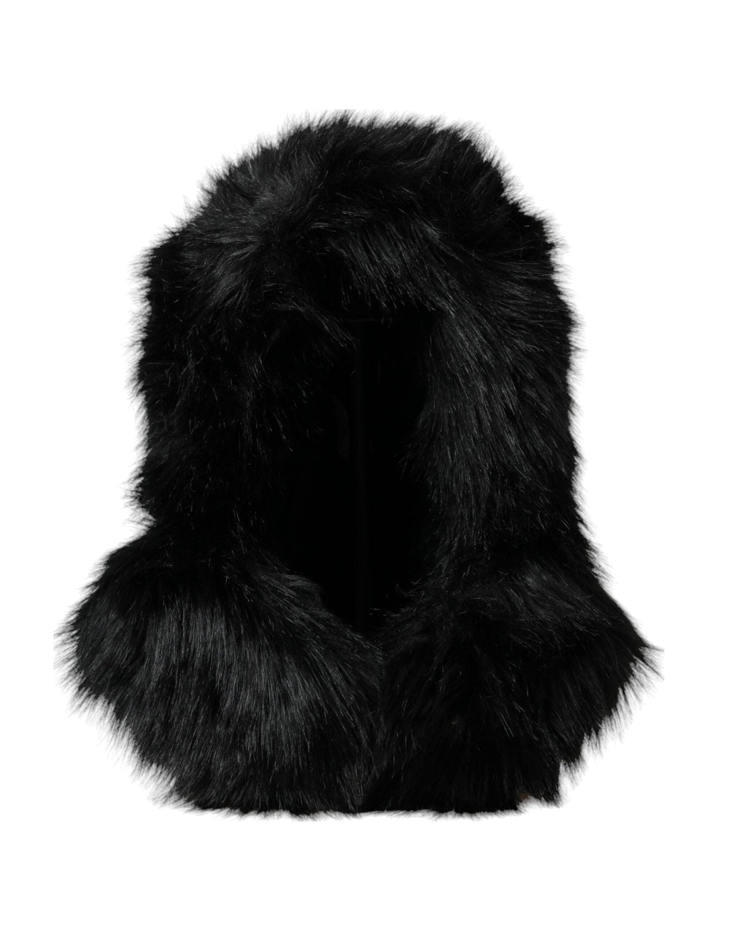 Dolce & Gabbana Black Faux Fur Whole Head Wrap Women's Hat