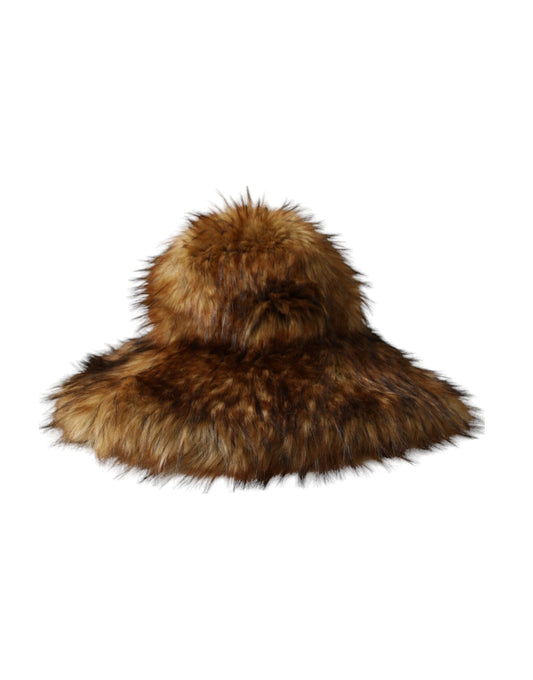 Dolce & Gabbana Brown Modacrylic Faux Fur Bucket Women's Hat