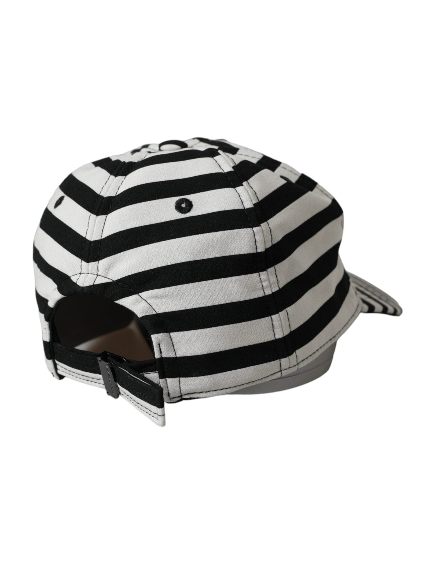 Dolce & Gabbana Black White Stripe Amore Heart Applique Baseball Women's Hat