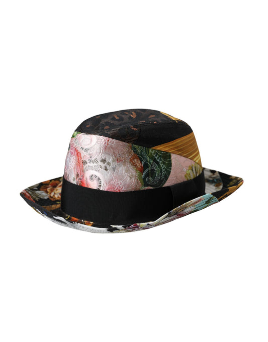 Dolce & Gabbana Multicolor Patchwork Women Fedora Wide Brim Women's Hat