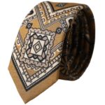Dolce & Gabbana Yellow 100% Silk Wheel Print Adjustable Men Men's Tie
