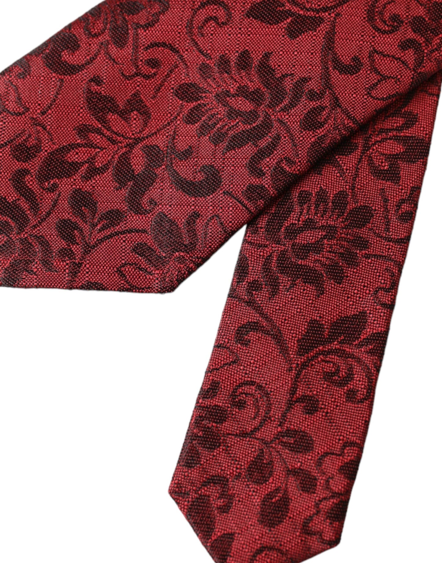 Dolce & Gabbana Red Floral Brocade Silk Adjustable Men Men's Tie