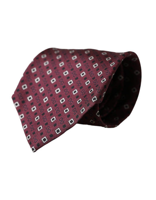 Dolce & Gabbana Maroon Silk Branded Logo Adjustable Men Men's Tie