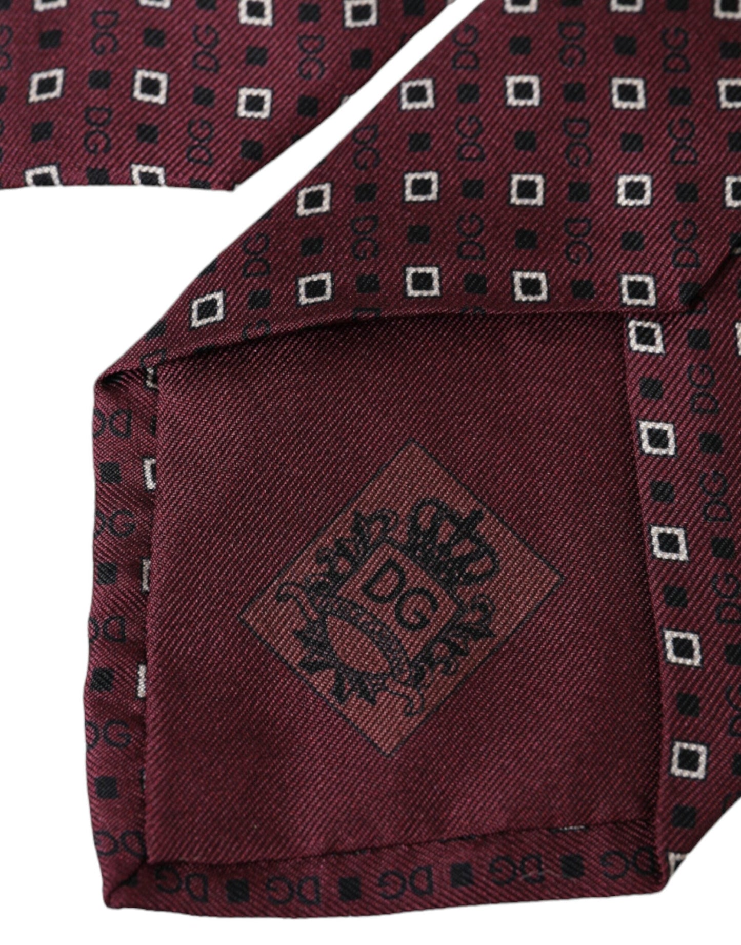 Dolce & Gabbana Maroon Silk Branded Logo Adjustable Men Men's Tie