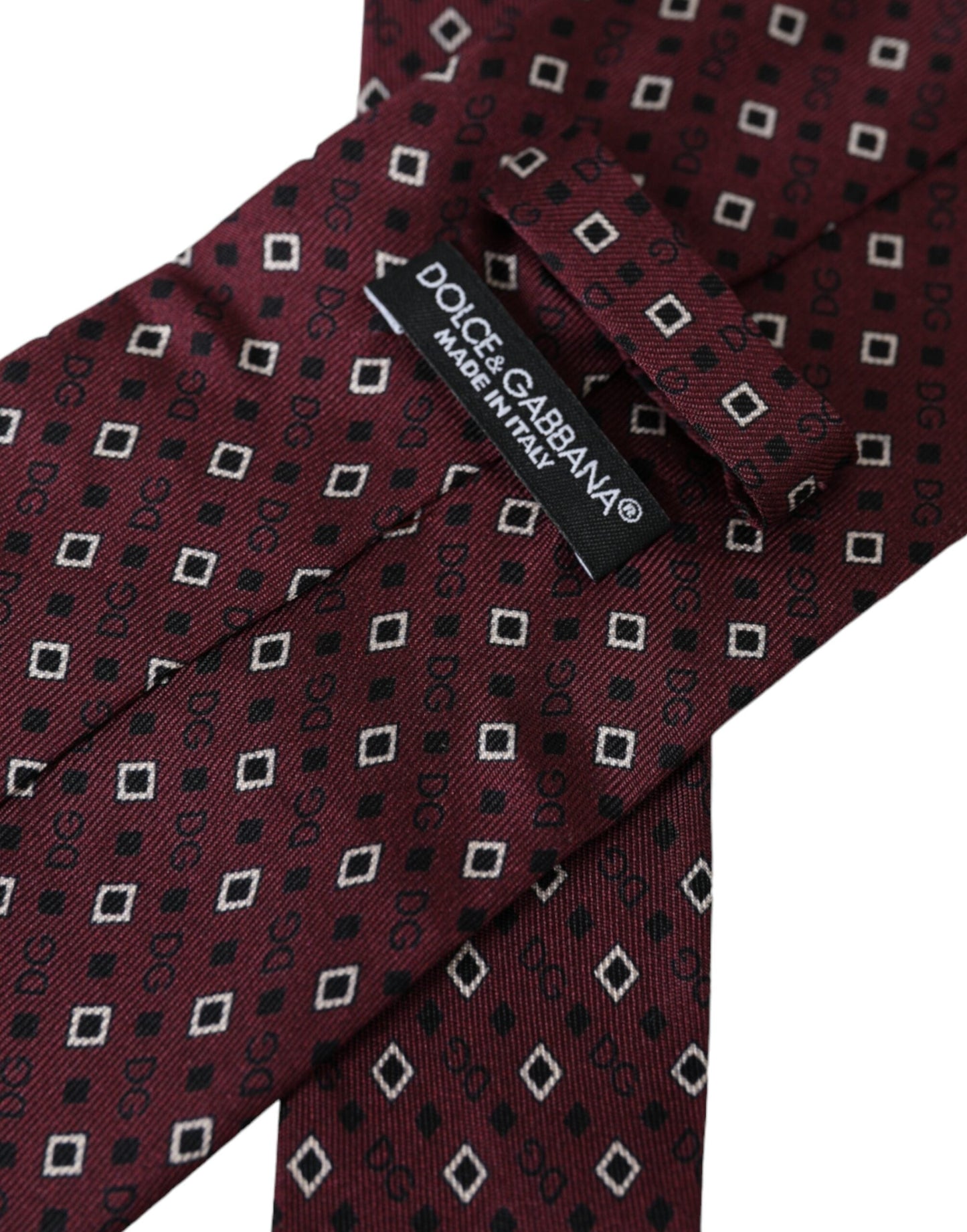 Dolce & Gabbana Maroon Silk Branded Logo Adjustable Men Men's Tie