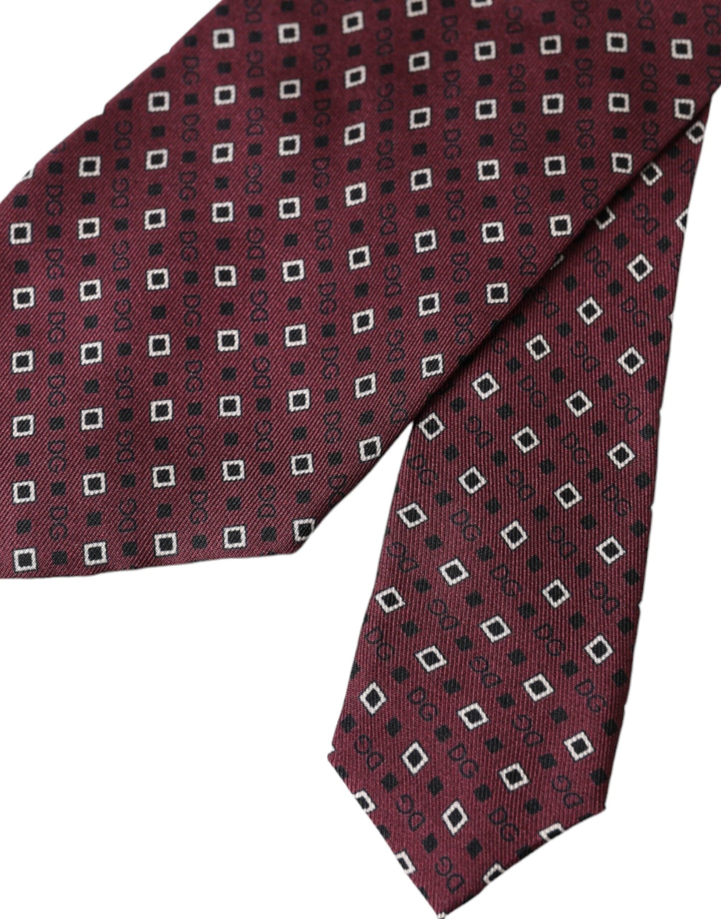 Dolce & Gabbana Maroon Silk Branded Logo Adjustable Men Men's Tie