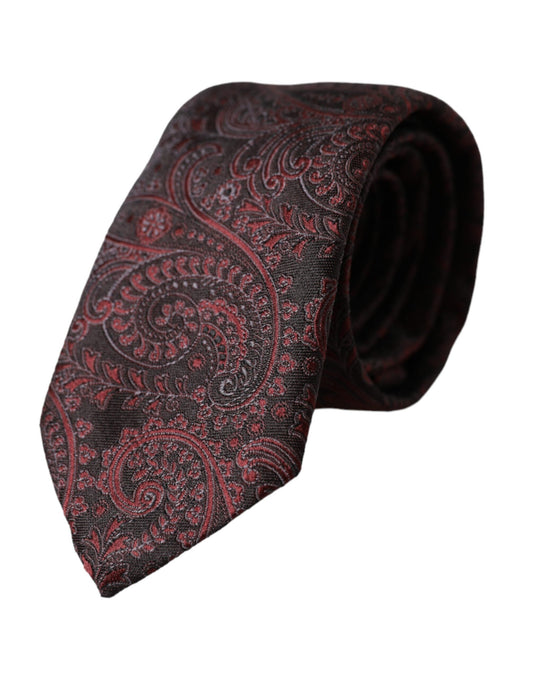 Dolce & Gabbana Bordeaux Patterned Silk Adjustable Men Men's Tie