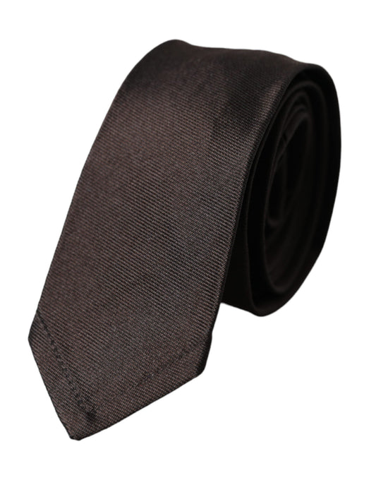 Dolce & Gabbana Brown Solid 100% Silk Adjustable Men's Tie