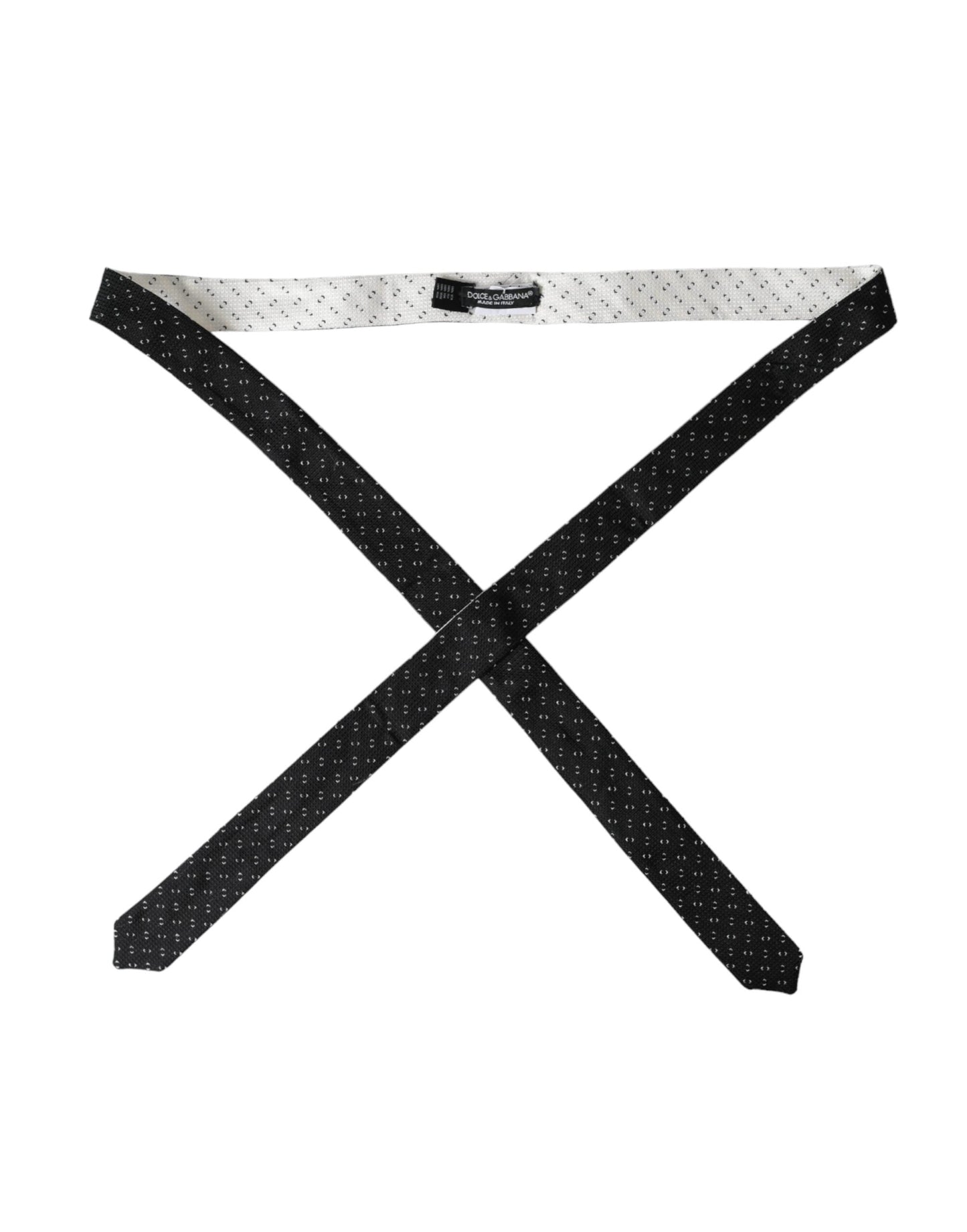 Dolce & Gabbana Black White Patterned Adjustable Men's Tie