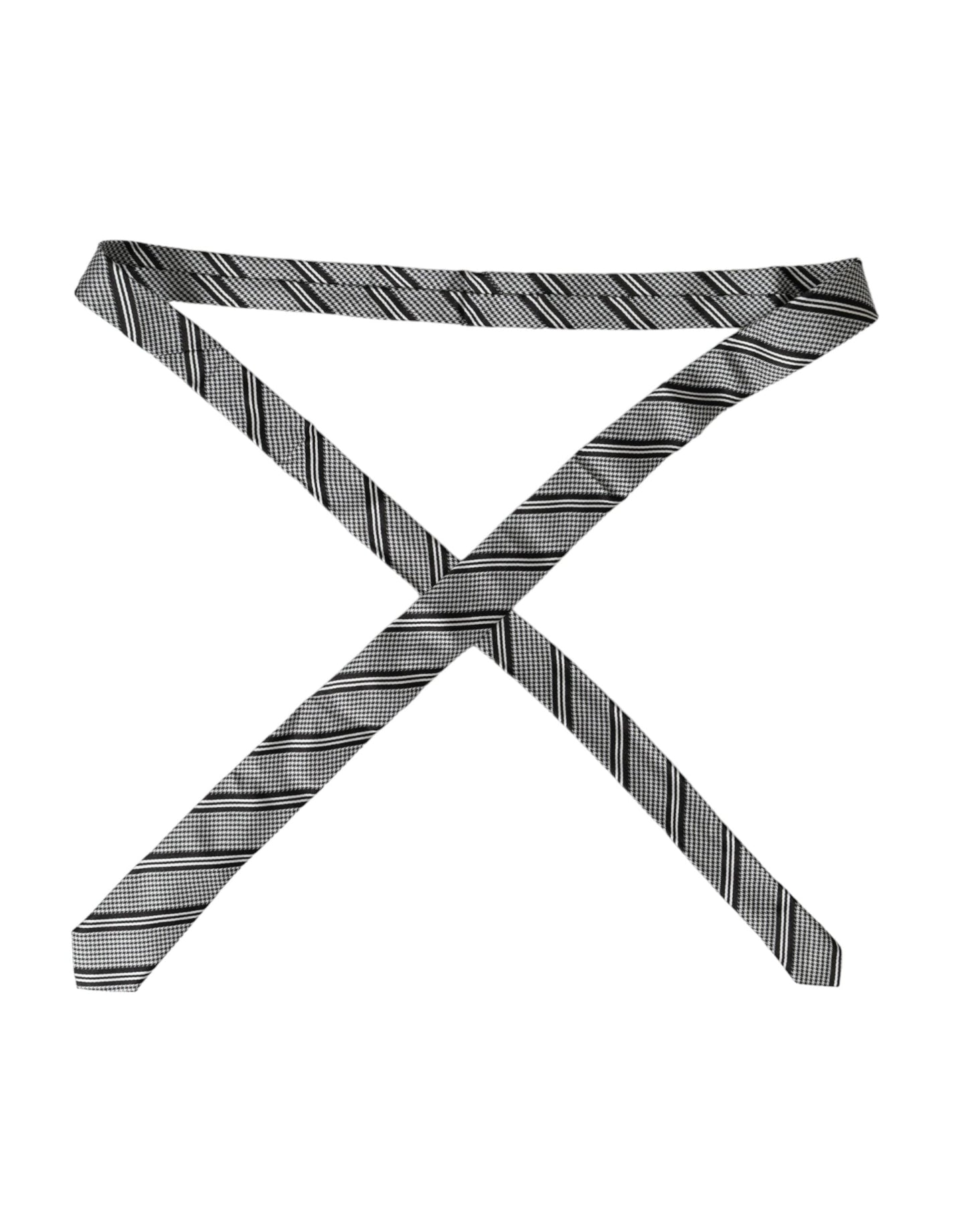 Dolce & Gabbana Black White Stripes Silk Adjustable Men's Tie