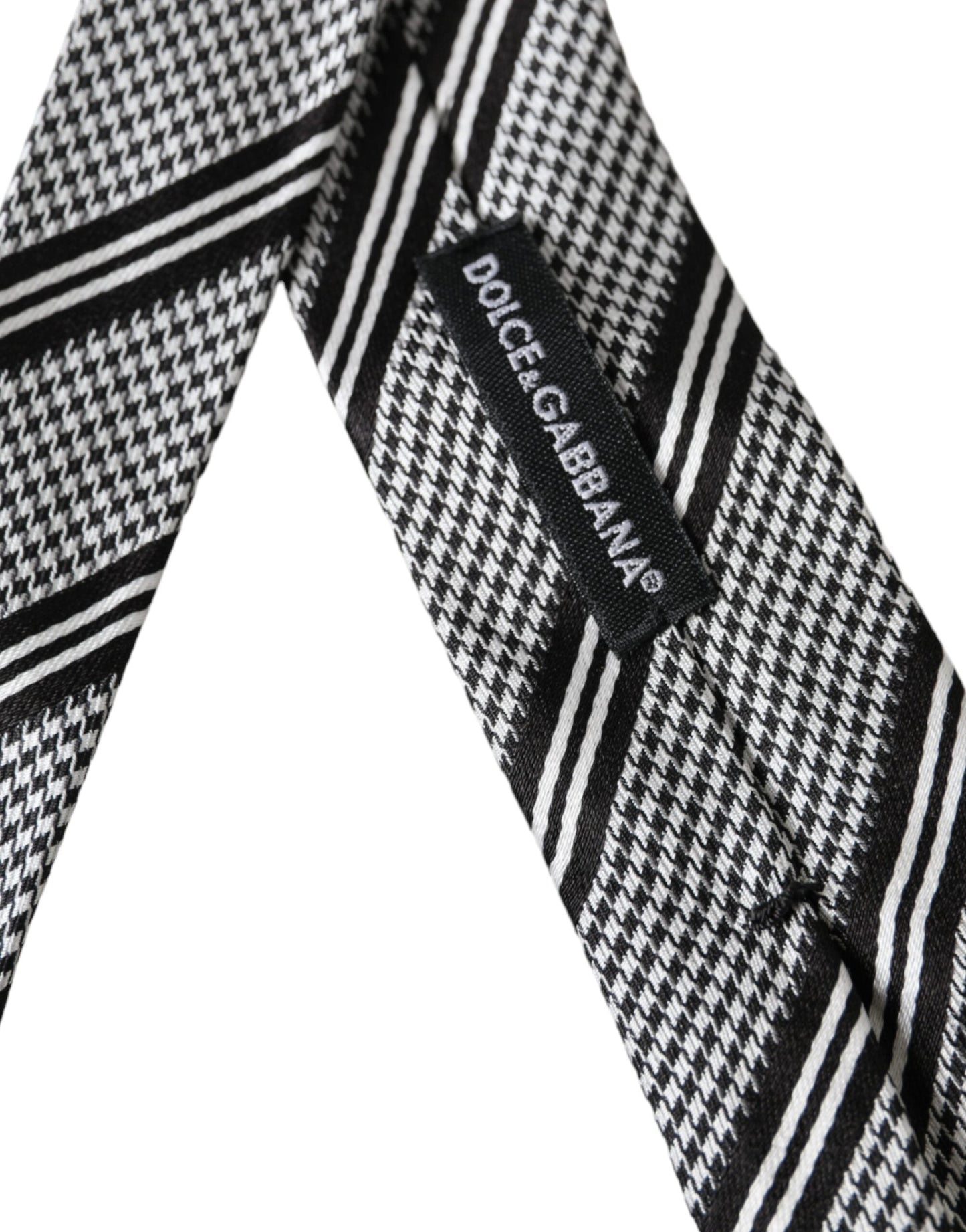 Dolce & Gabbana Black White Stripes Silk Adjustable Men's Tie