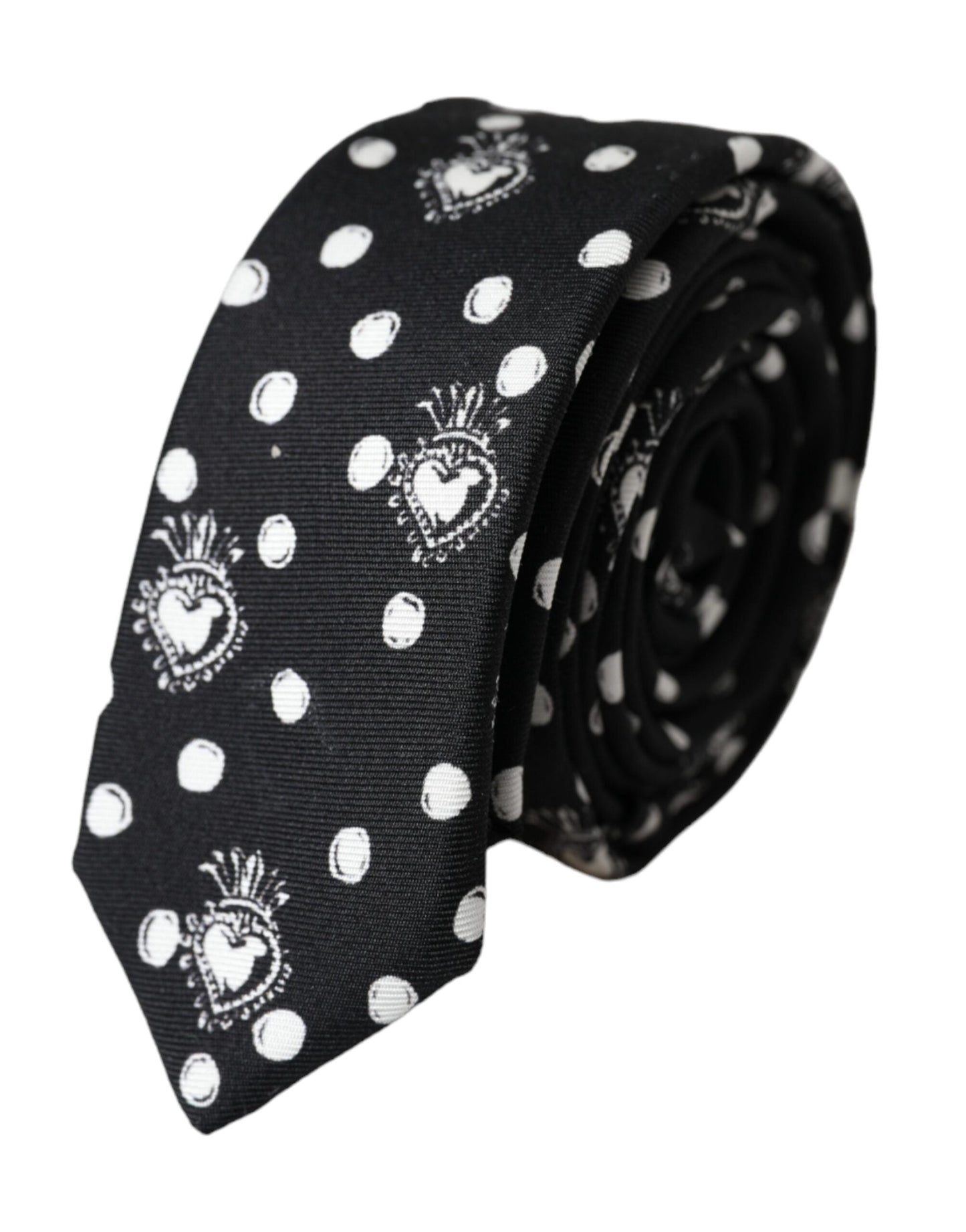 Dolce & Gabbana Black Heart Polka Dot Adjustable Men's Tie