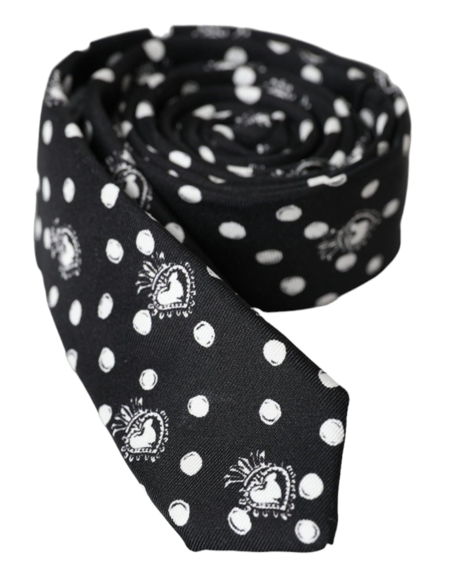 Dolce & Gabbana Black Heart Polka Dot Adjustable Men's Tie