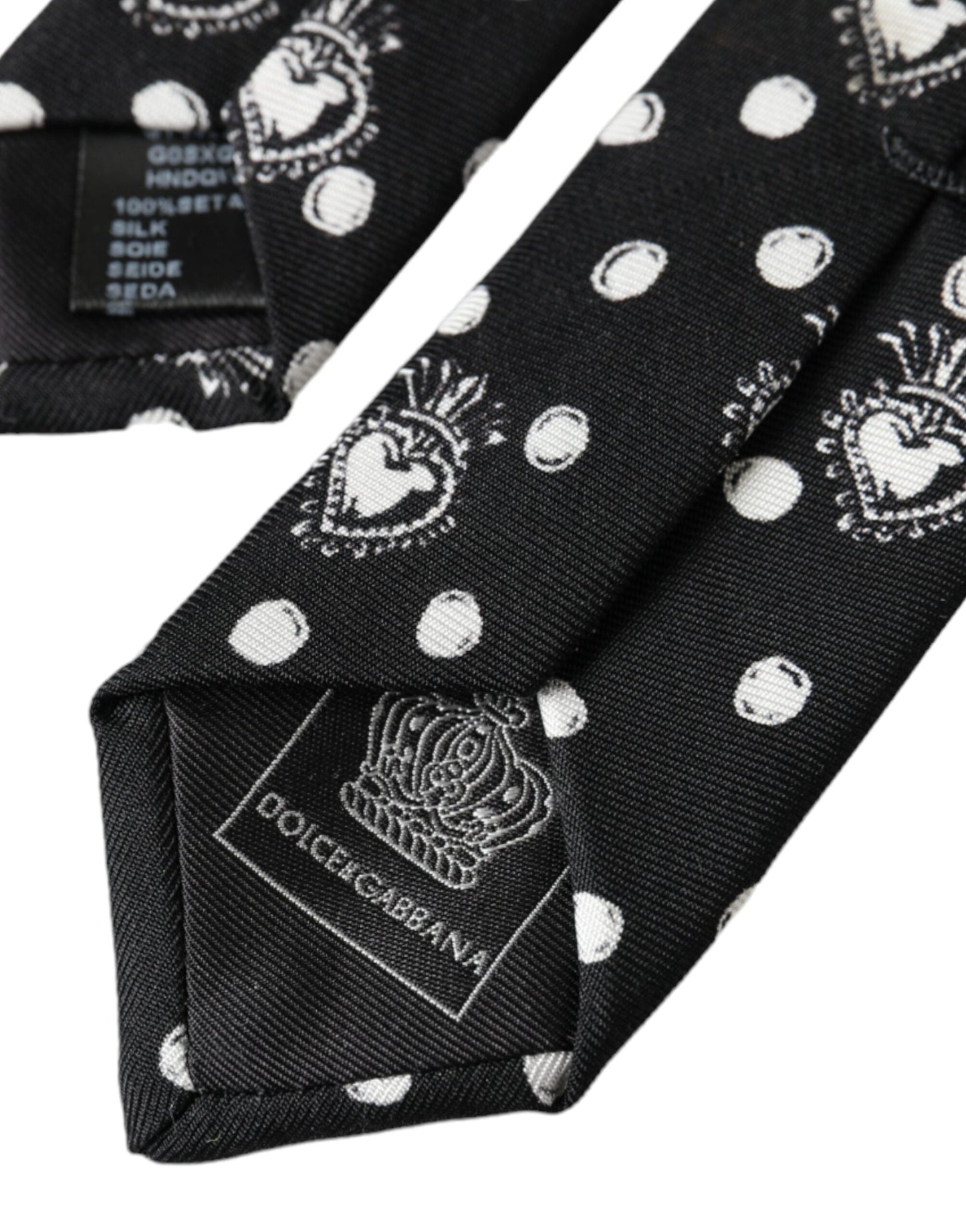 Dolce & Gabbana Black Heart Polka Dot Adjustable Men's Tie