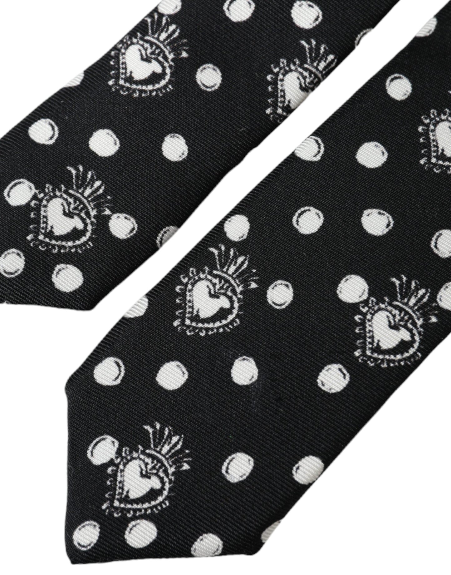 Dolce & Gabbana Black Heart Polka Dot Adjustable Men's Tie