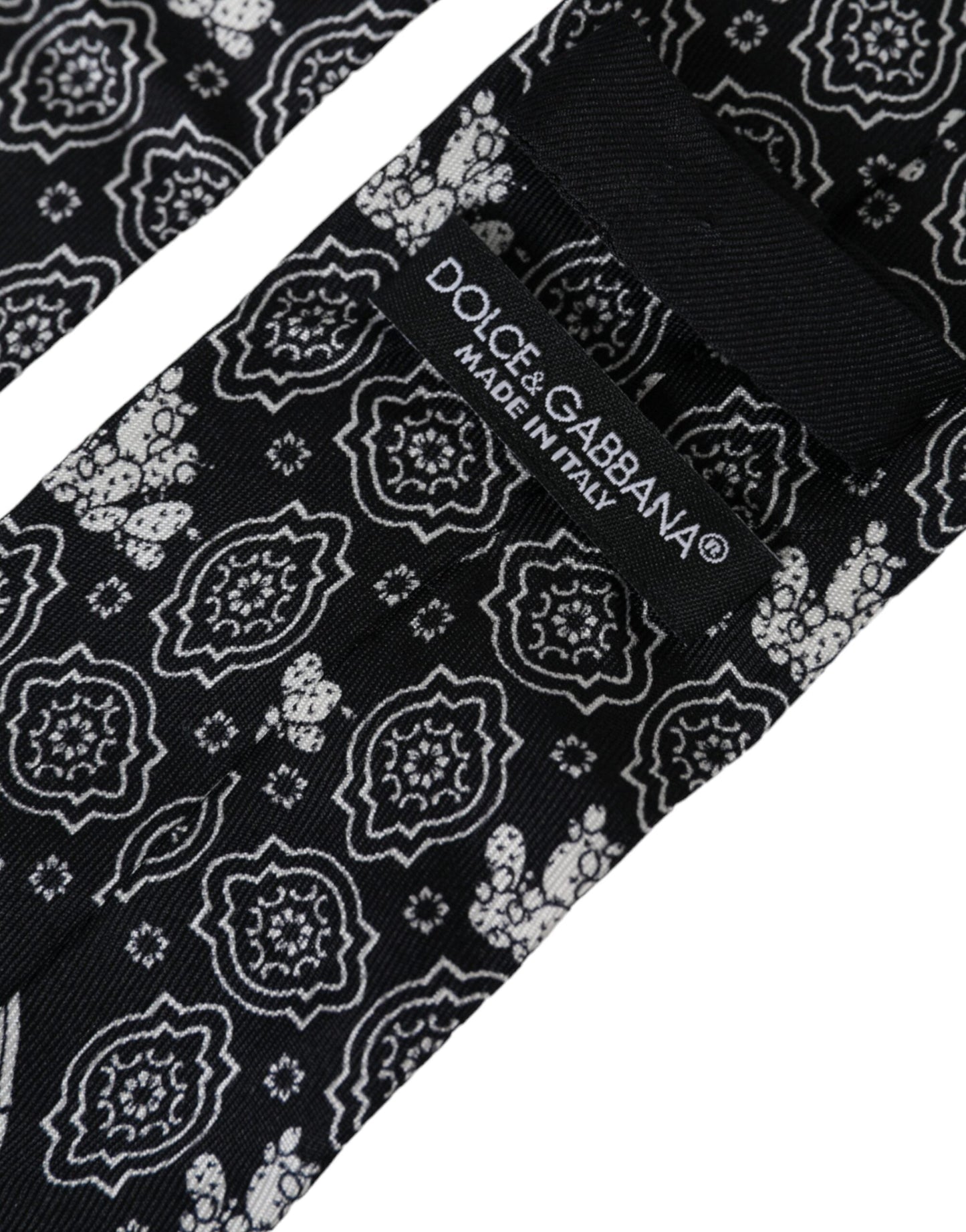 Dolce & Gabbana Black Patterned 100%Silk Adjustable Men's Tie
