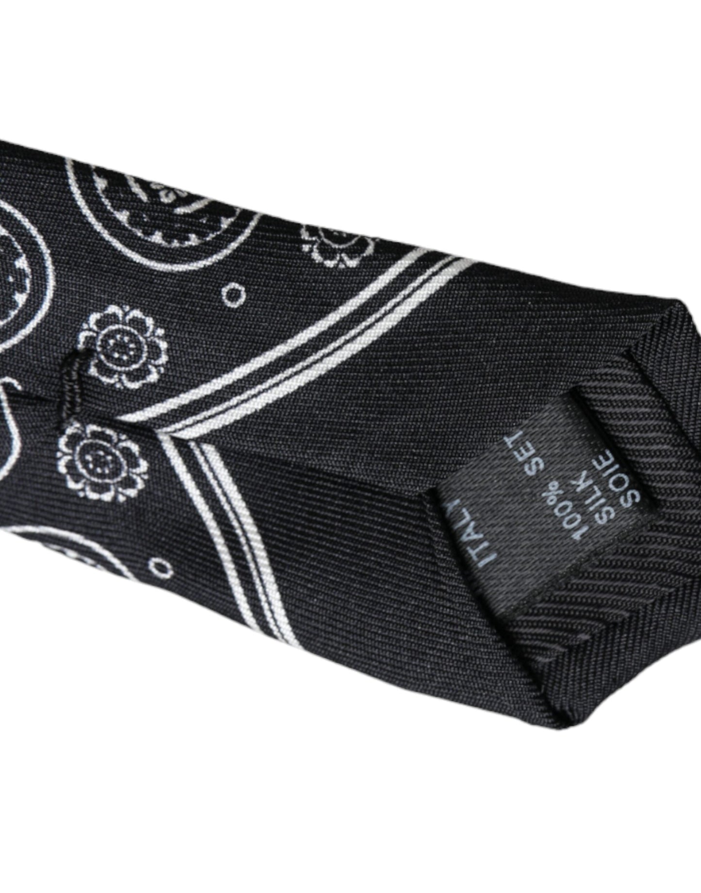 Dolce & Gabbana Black Patterned 100%Silk Adjustable Men's Tie