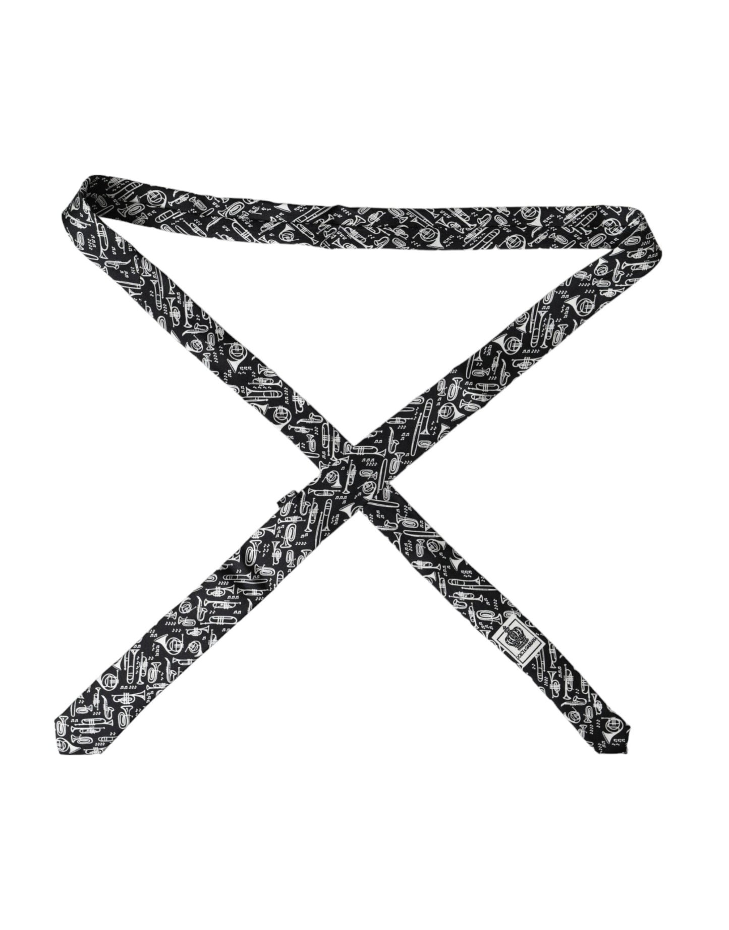 Dolce & Gabbana Black Trumpet Print Silk Adjustable Men's Tie