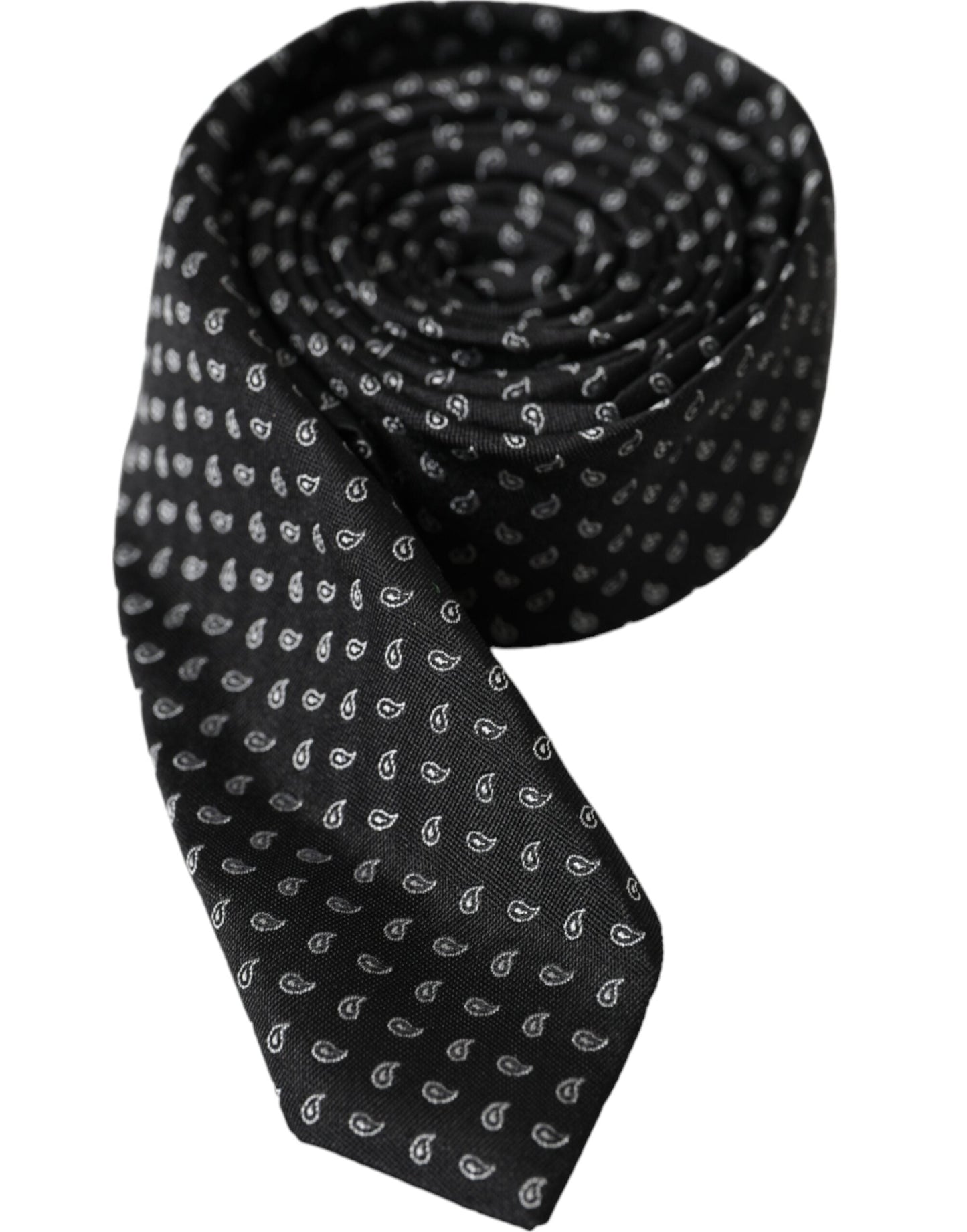 Dolce & Gabbana Black Jacquard Patterned Silk Adjustable Men Men's Tie