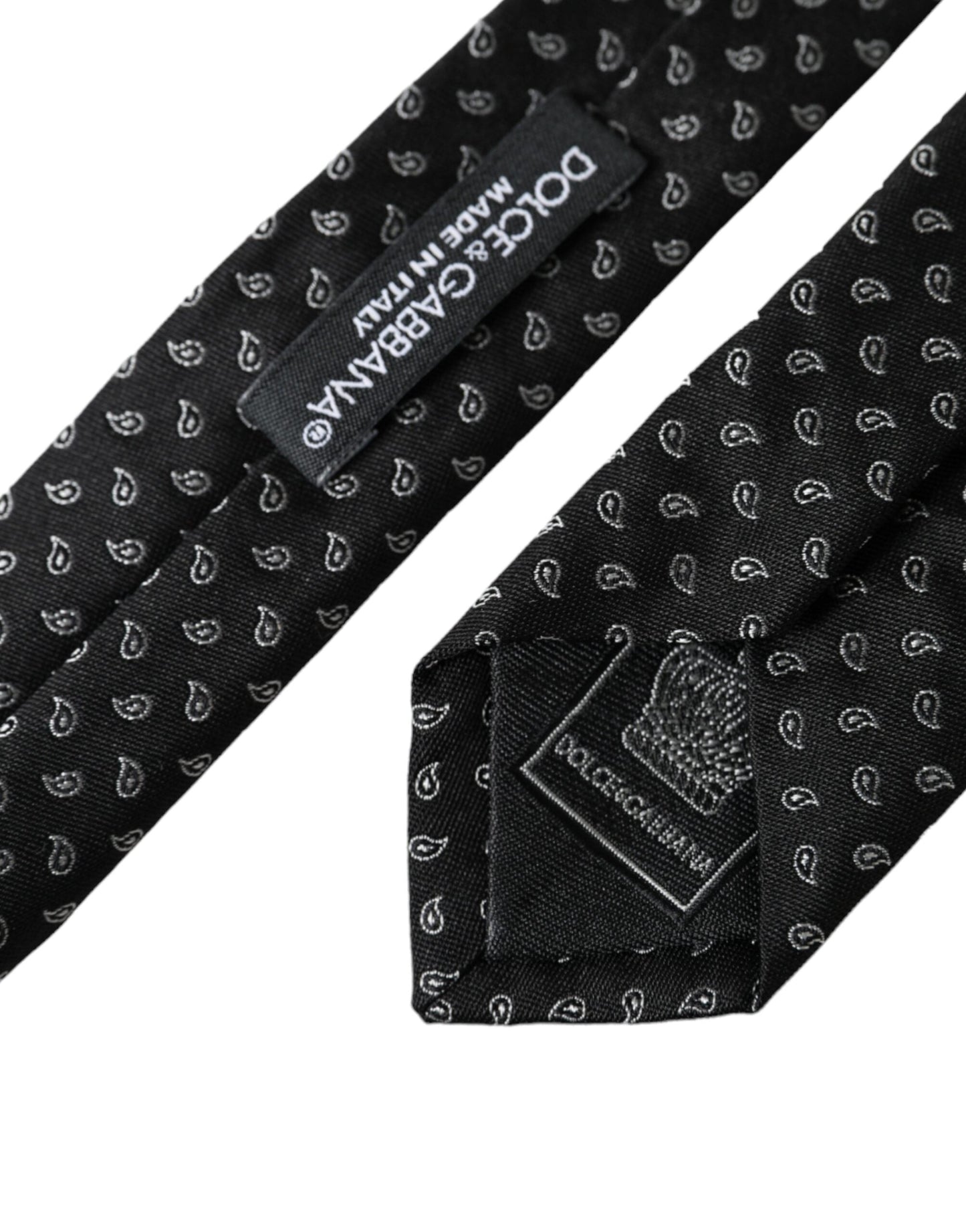 Dolce & Gabbana Black Jacquard Patterned Silk Adjustable Men Men's Tie