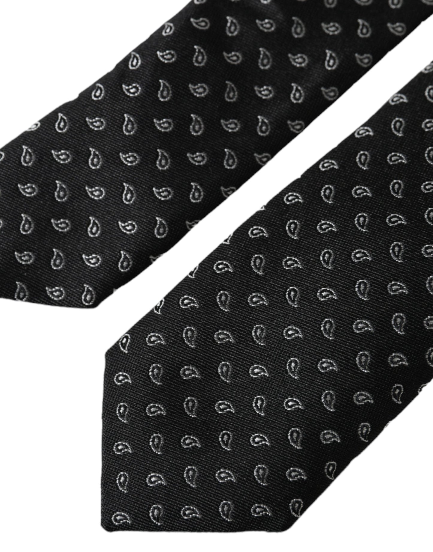 Dolce & Gabbana Black Jacquard Patterned Silk Adjustable Men Men's Tie