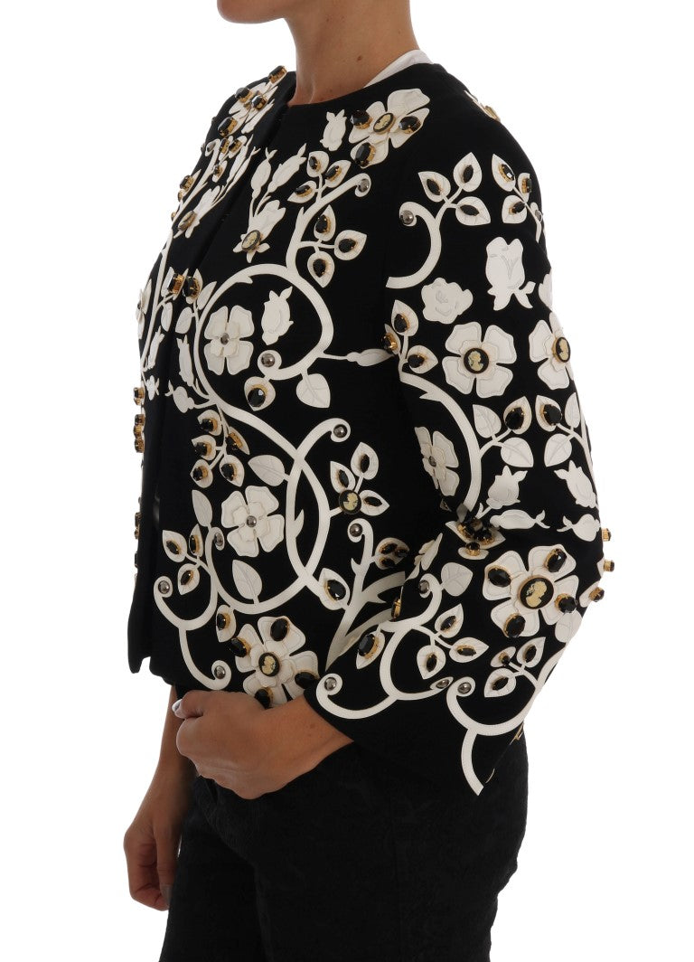 Dolce & Gabbana Black Baroque Floral Crystal Women's Jacket