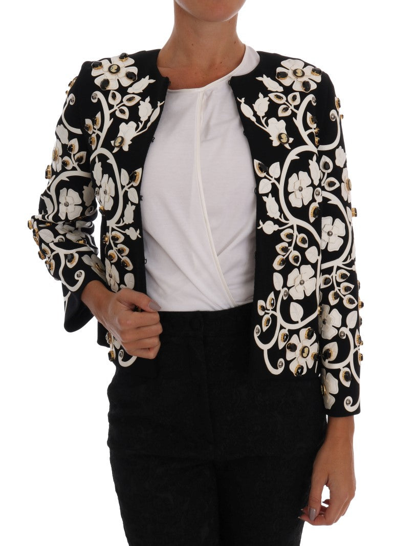 Dolce & Gabbana Black Baroque Floral Crystal Women's Jacket