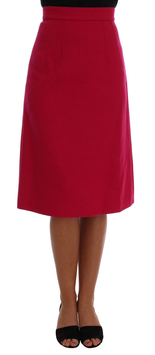 Dolce & Gabbana Pink Wool Knee Long A-Line Women's Skirt
