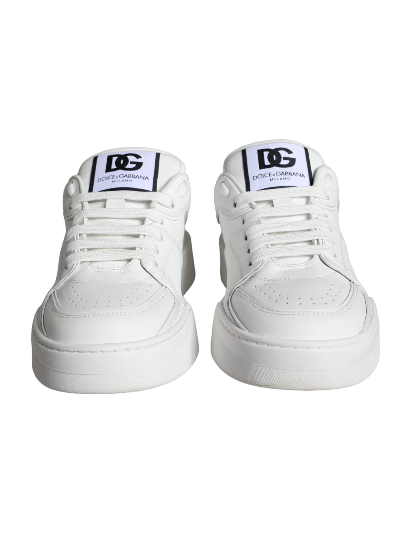 Dolce & Gabbana White Miami Leather Low Top Sneakers Men's Shoes (Pre-Owned)