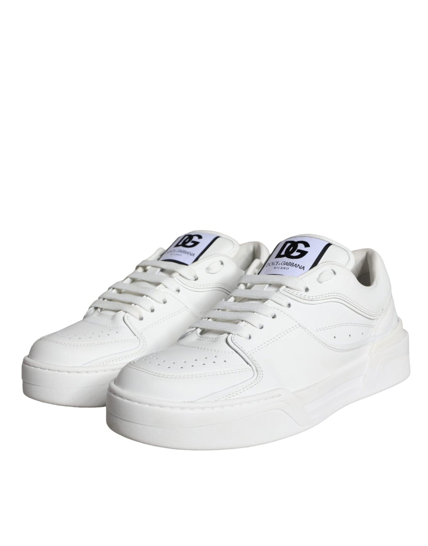 Dolce & Gabbana White Miami Leather Low Top Sneakers Men's Shoes (Pre-Owned)