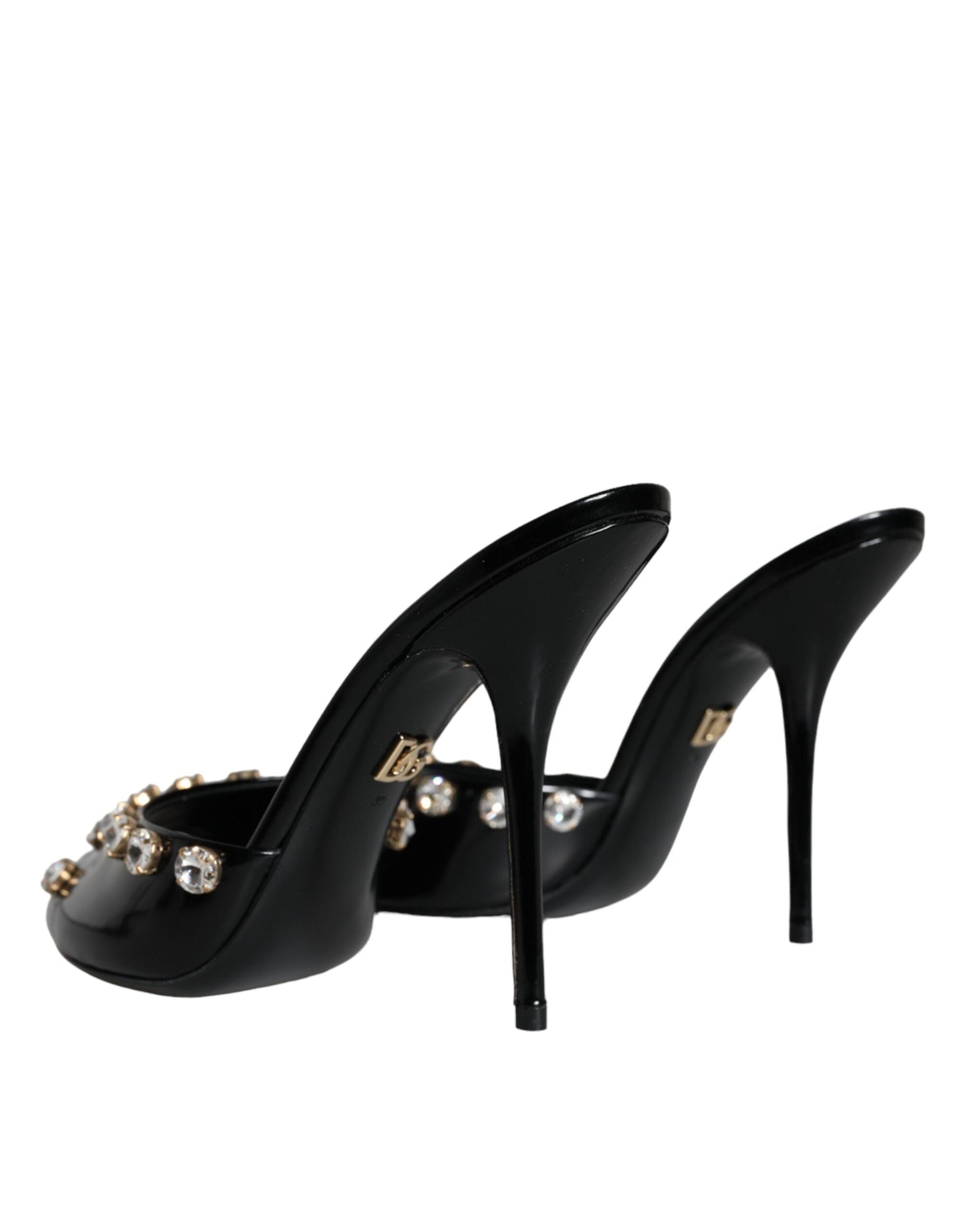 Dolce & Gabbana Black Crystal Heels Keira Sandals Women's Shoes
