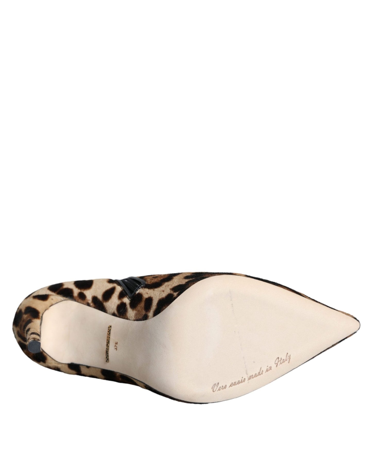 Dolce & Gabbana Brown Leopard Calf Fur Heels Ankle Boots Women's Shoes