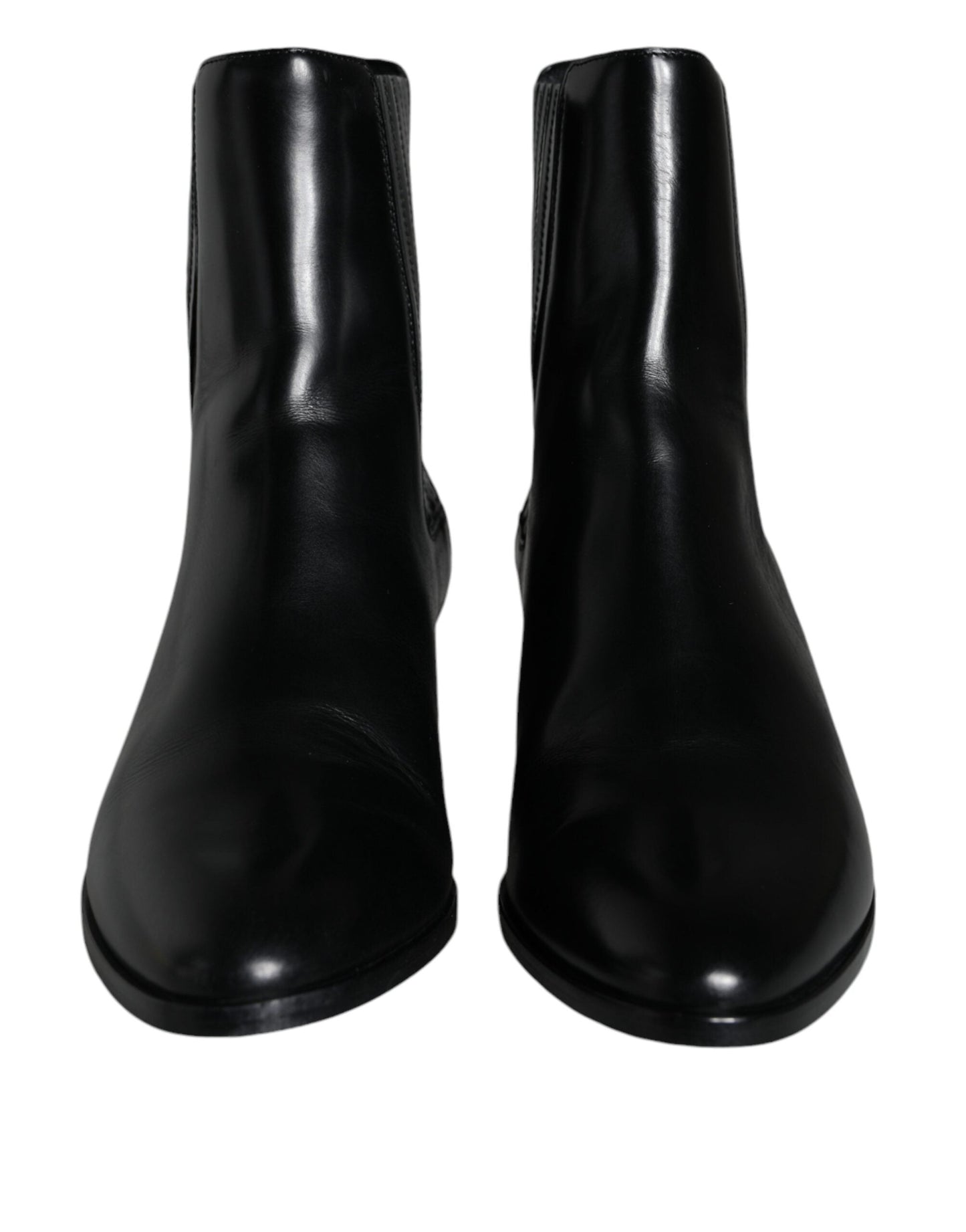 Dolce & Gabbana Black Leather Ankle Boots Booties Women's Shoes (Pre-Owned)