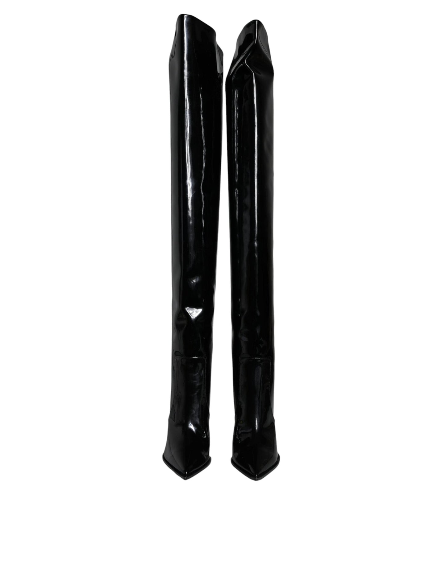 Dolce & Gabbana Black Patent Leather Knee High Boots Women's Shoes (Pre-Owned)