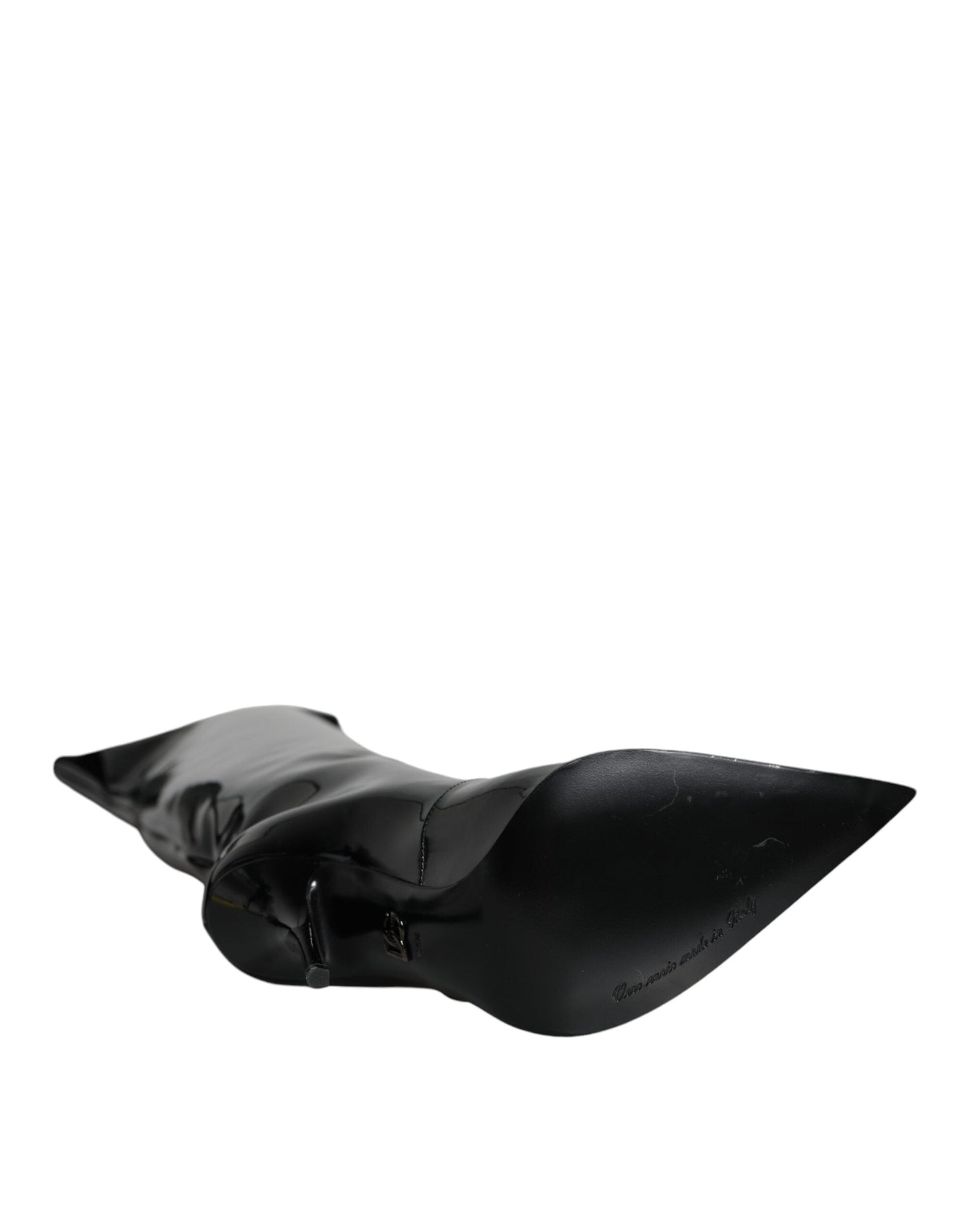 Dolce & Gabbana Black Patent Leather Knee High Boots Women's Shoes (Pre-Owned)