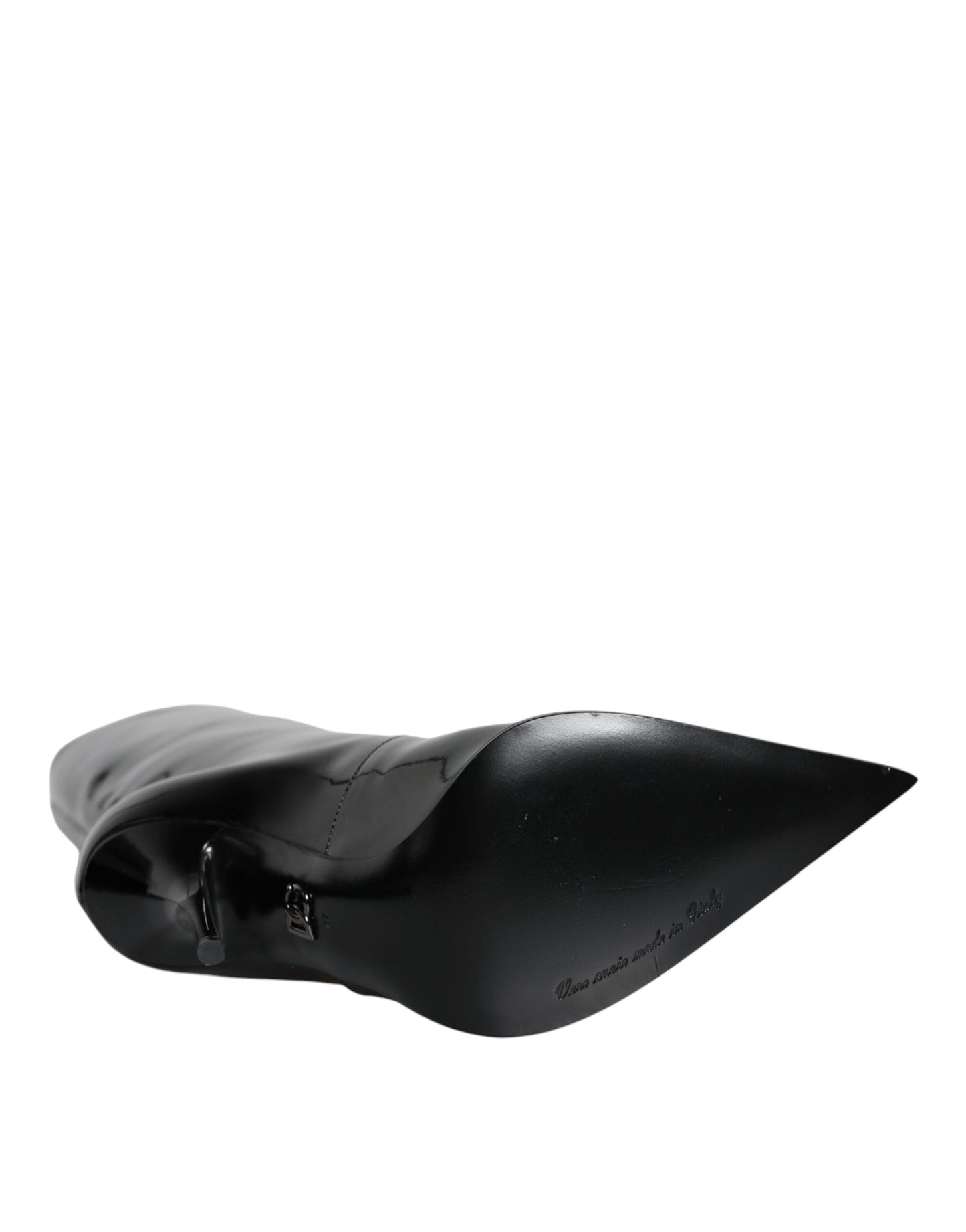 Dolce & Gabbana Black Patent Leather Mid Calf Boots Women's Shoes