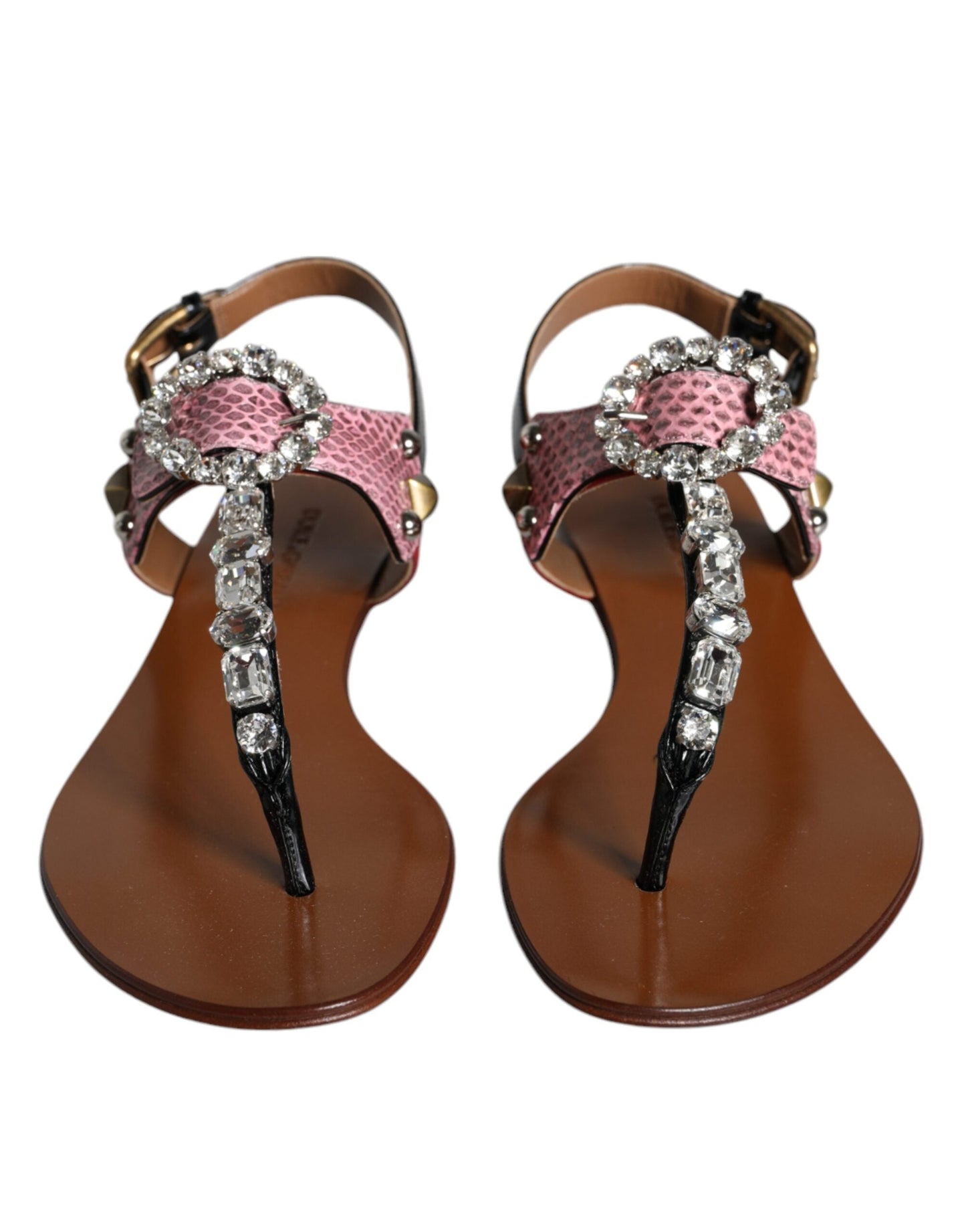 Dolce & Gabbana Multicolor Crystal Sandals Flip Flops Women's Shoes
