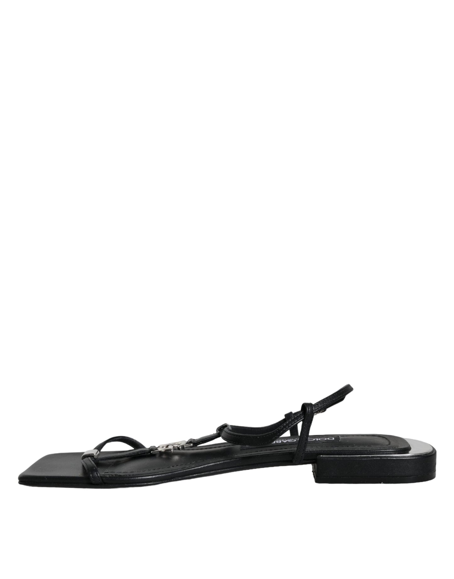Dolce & Gabbana Black Leather Logo Ankle Strap Keira Sandals Women's Shoes (Pre-Owned)