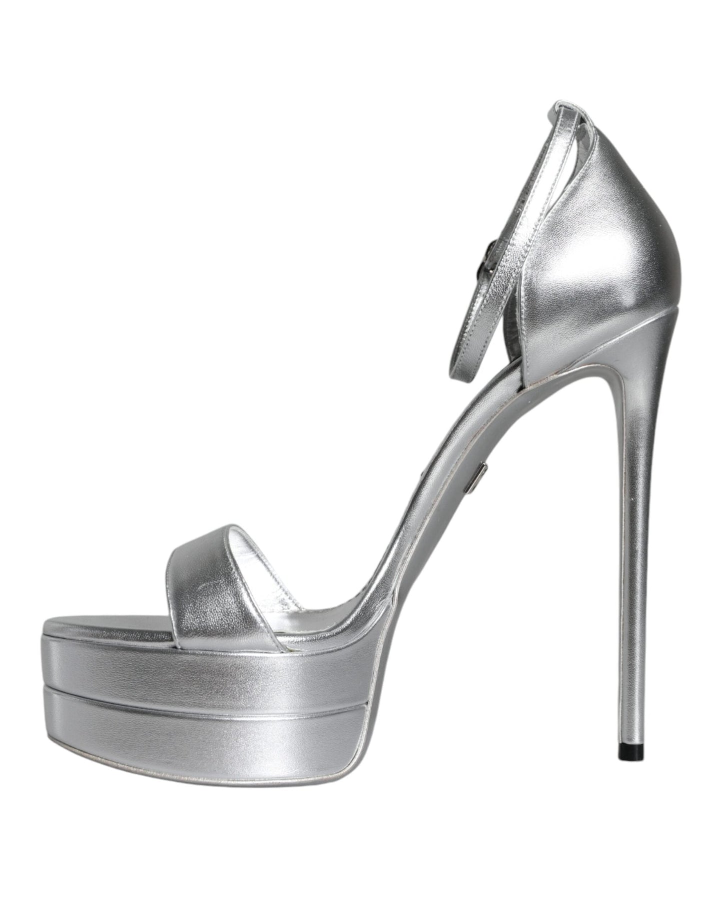 Dolce & Gabbana Silver Leather Platform Keira Sandals Women's Shoes (Pre-Owned)