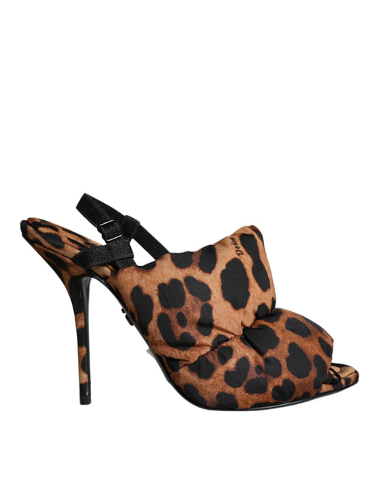 Dolce & Gabbana Brown Leopard Keira Slingback Sandals Women's Shoes